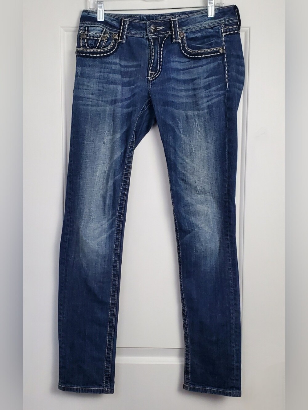 Miss Me Womens Distressed Skinny Low Rise Denim Jeans JD103454 - Size 28 - GUC